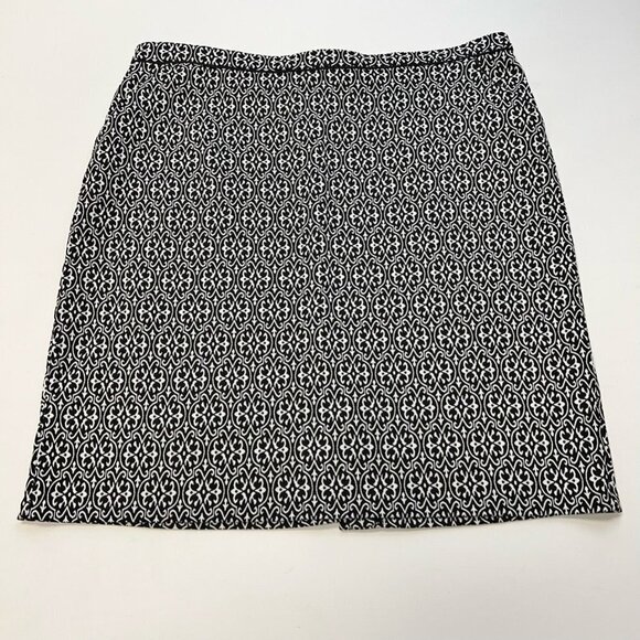 Db Established Womens A Line Skirt Black White Knee Length Stretch Slit Plus 1X - Picture 1 of 11